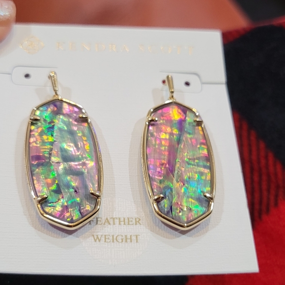 NWT KENDRA SCOTT FACETED ELLE EARRINGS GOLD PURPLE MULTICOLOR - Picture 7 of 8